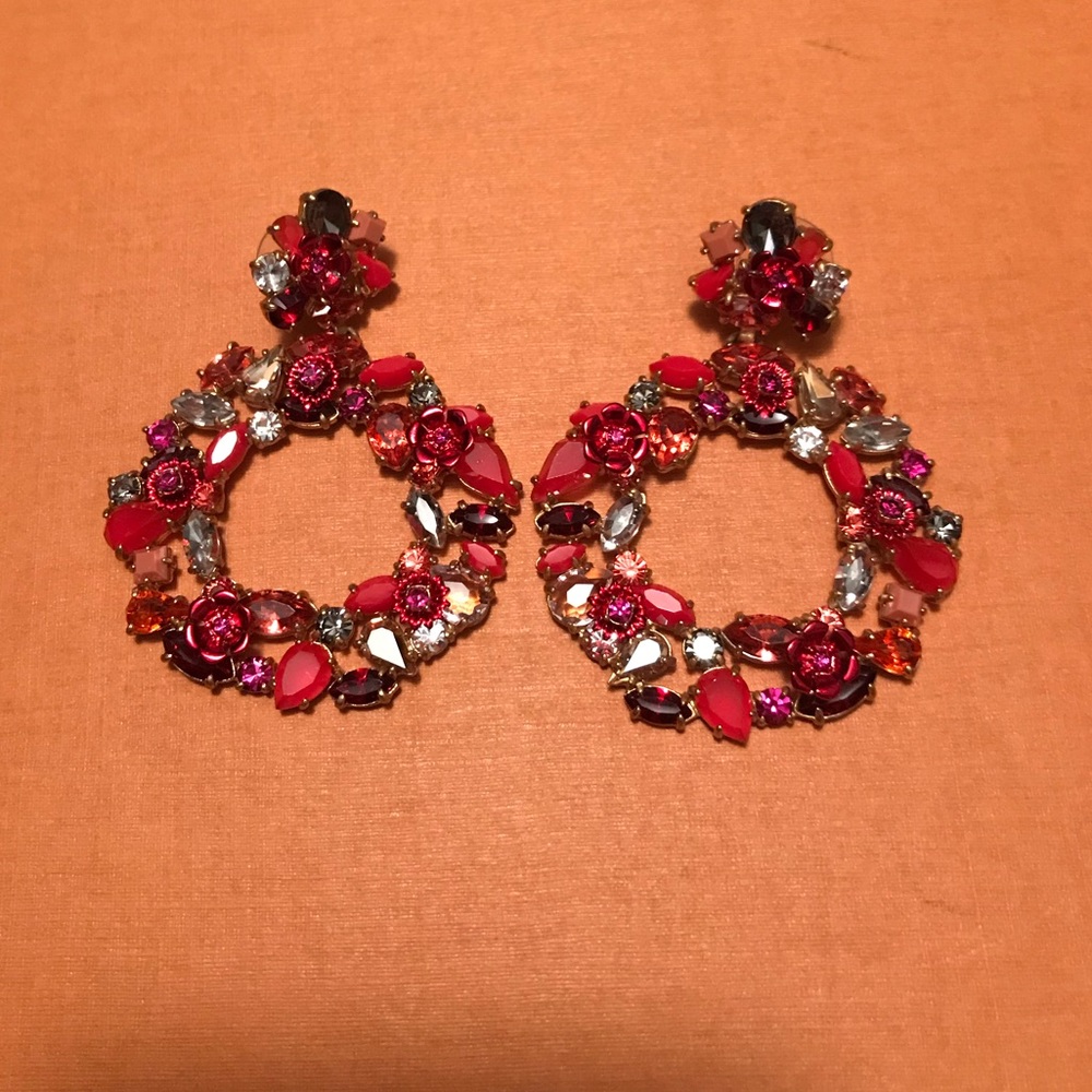 J. Crew colorful wreath statement earrings